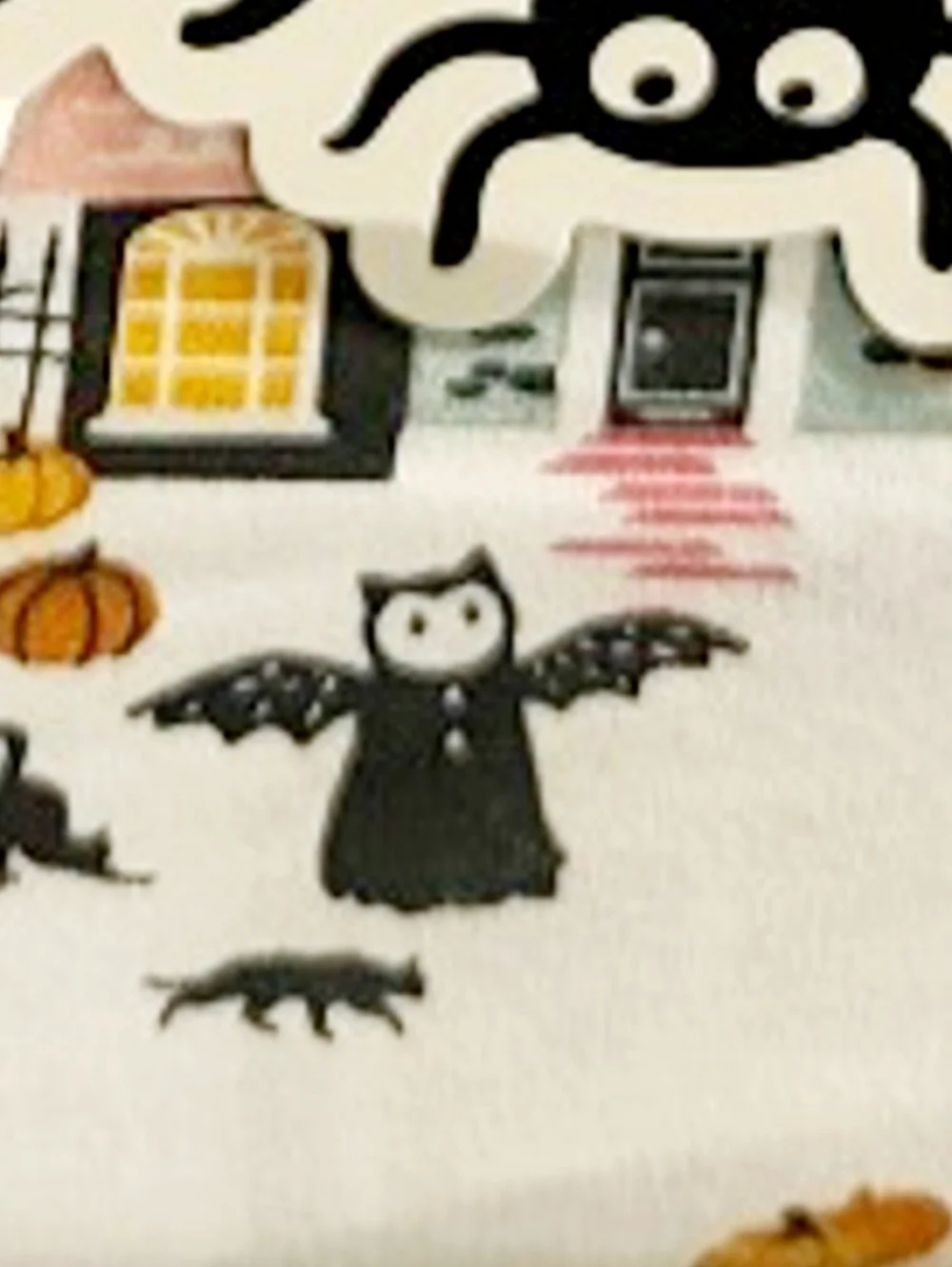 Haunted House Village FULL Bed Sheets Witch Black Cat Ghost Pumpkin Halloween
